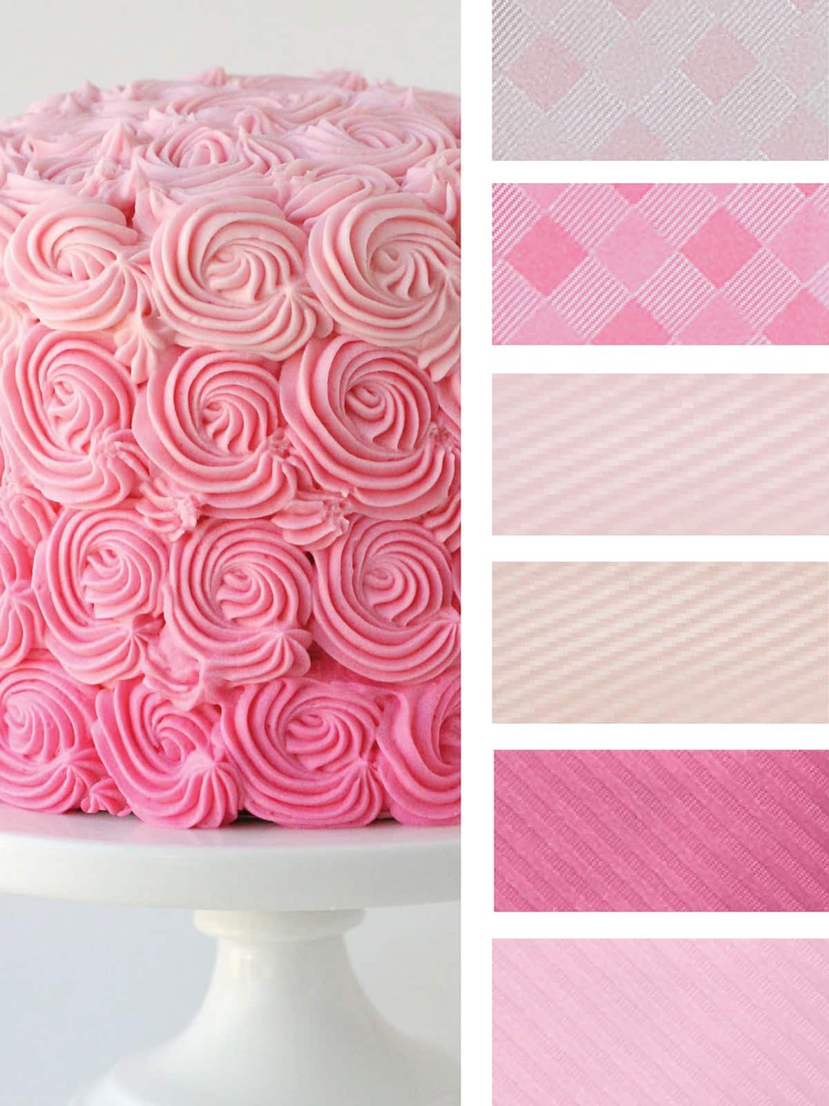 A pink cake with a pink icing, perfect for a baby shower or wedding marred by suit rental