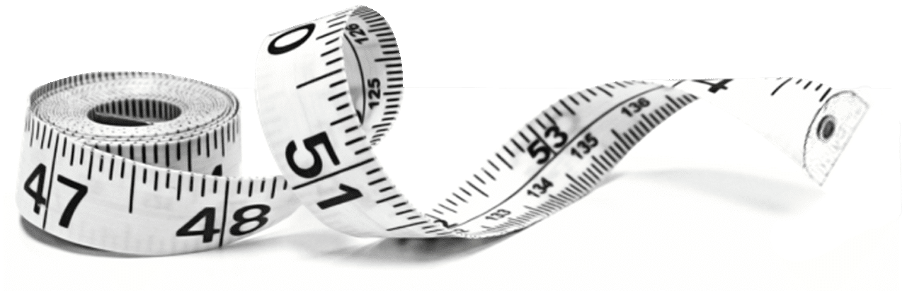A measuring tape on a white background for tuxedo rental.