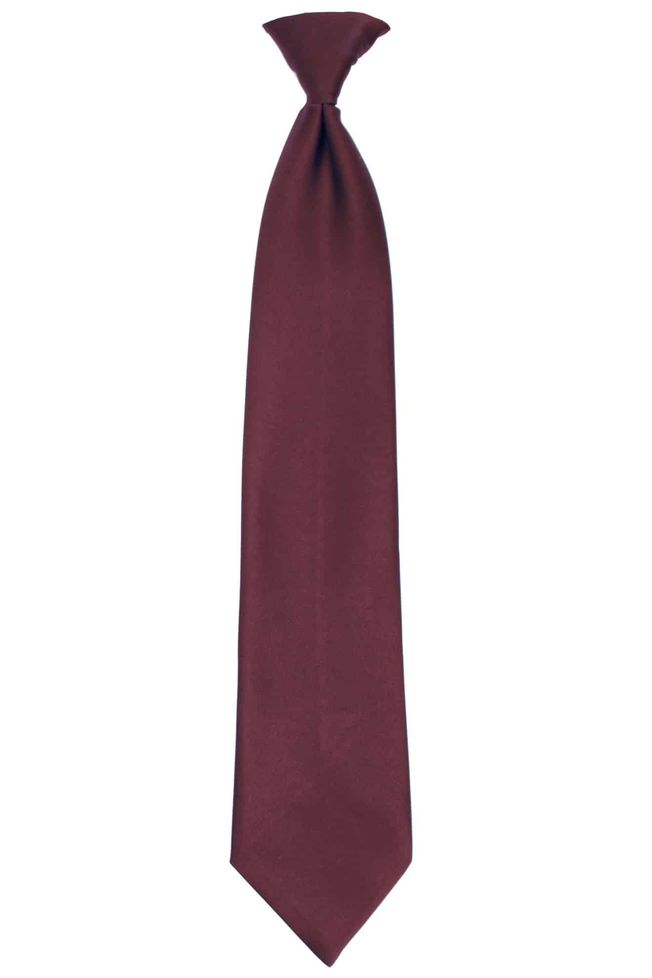 A burgundy necktie on a white background, perfect for suit or tuxedo rental.