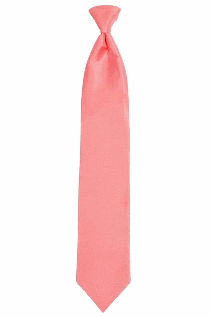 A pink necktie on a white background, perfect for suit rental or tuxedo rental.