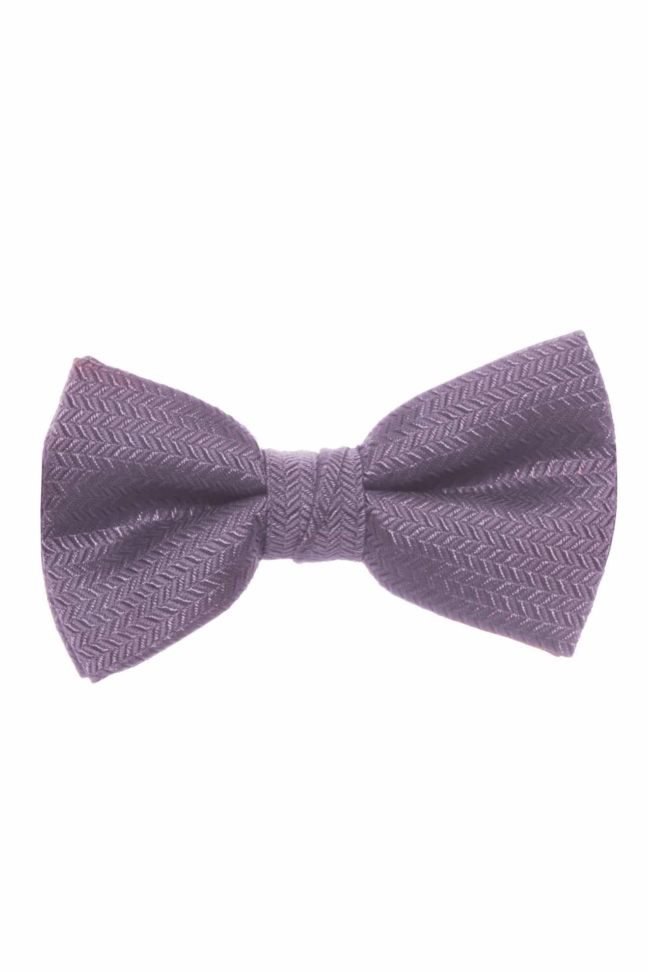 A purple bow tie on a white background, perfect for suit rental.