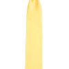 A yellow tie on a white background, perfect for suit rental.