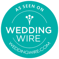 The wedding wire logo with the words as seen on weddingwire com, featuring suit rental options.
