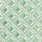 A green and white geometric patterned fabric perfect for tuxedo or suit rentals.